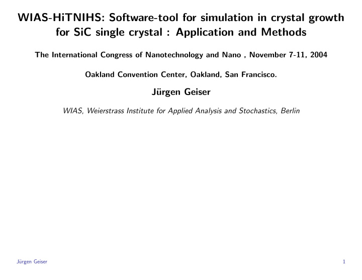 wias hitnihs software tool for simulation in crystal