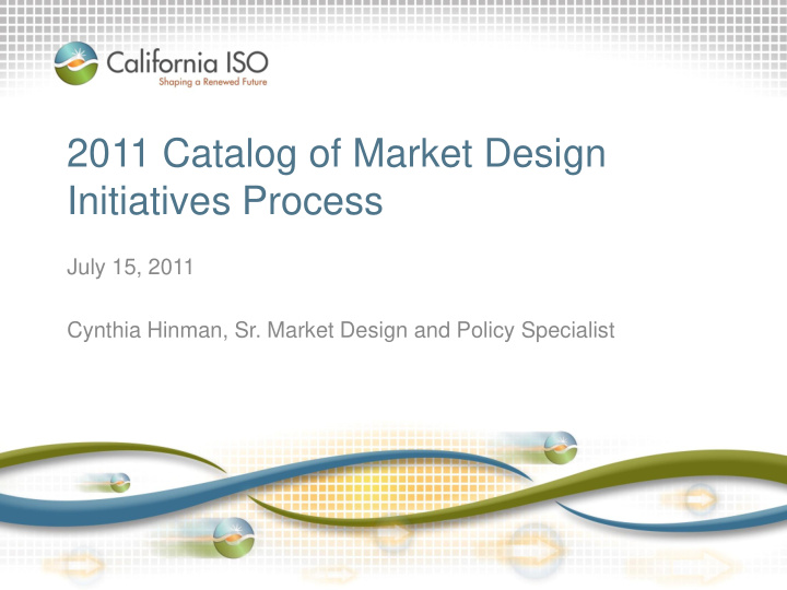 2011 catalog of market design