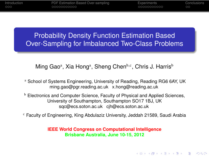 probability density function estimation based over