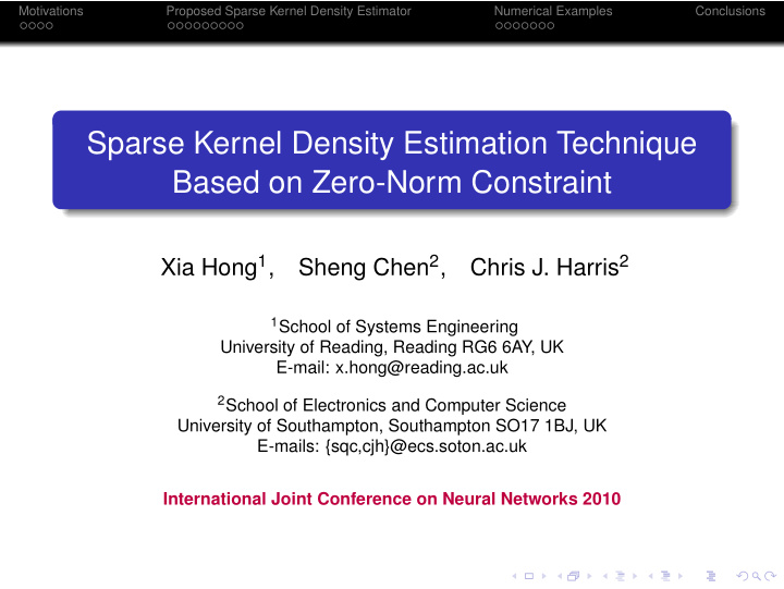 sparse kernel density estimation technique based on zero