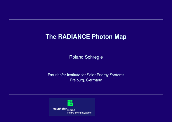 the radiance photon map