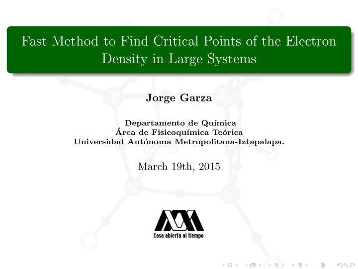 fast method to find critical points of the electron