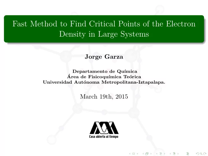 fast method to find critical points of the electron