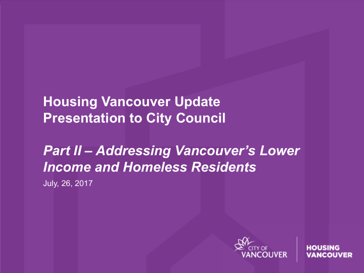 housing vancouver update presentation to city council