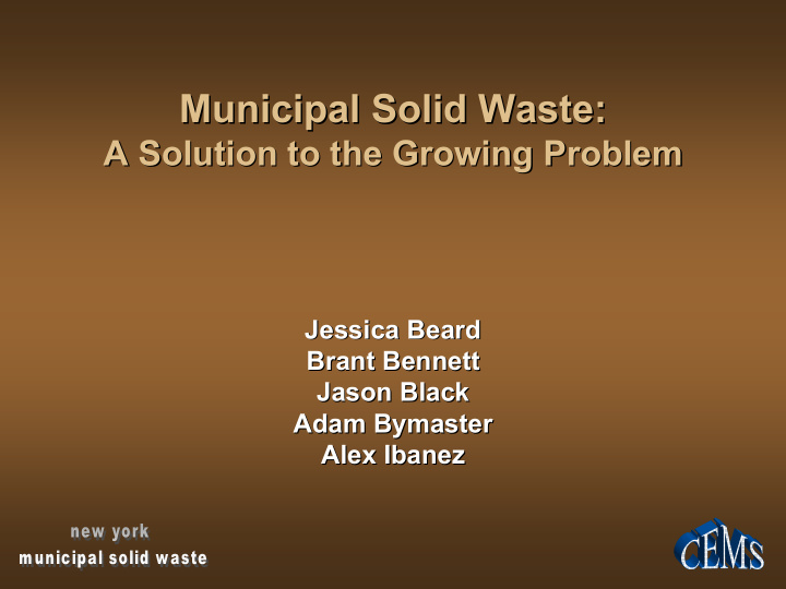 municipal solid waste municipal solid waste