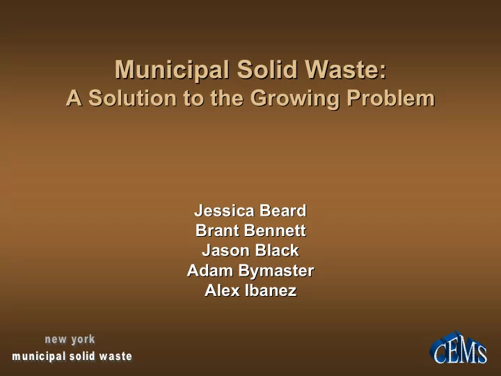 municipal solid waste municipal solid waste