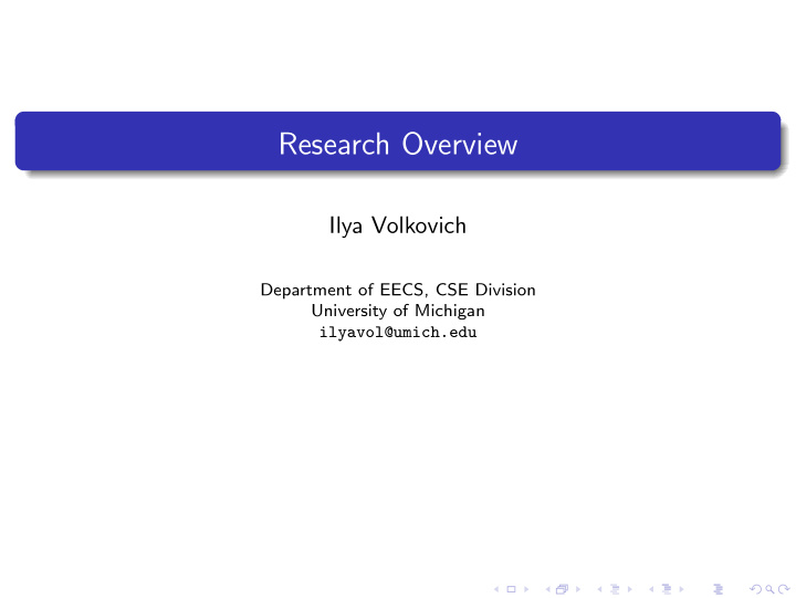 research overview