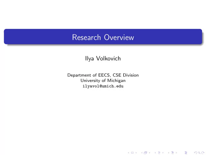 research overview