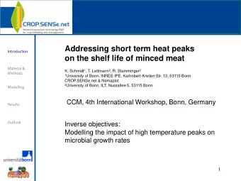 Addressing short term heat peaks  Introduction  on the shelf life of minced meat  Material &amp; K.