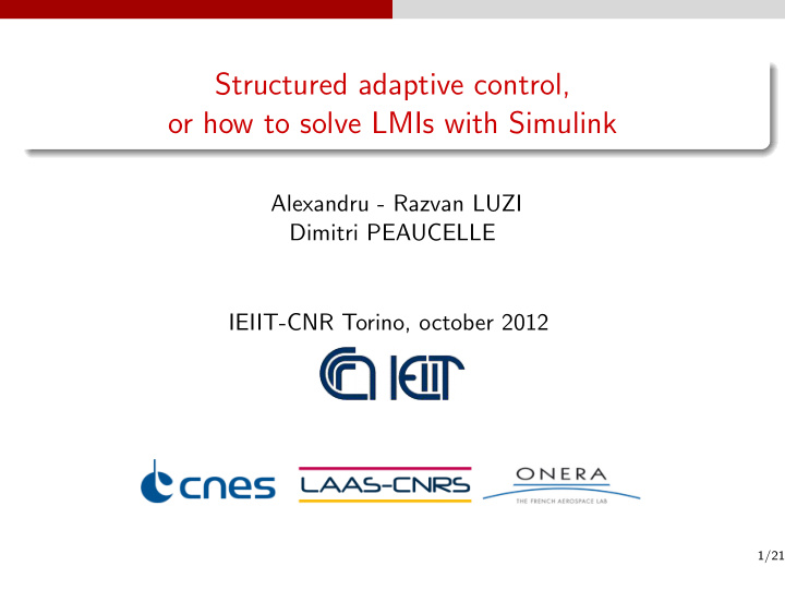 structured adaptive control or how to solve lmis with