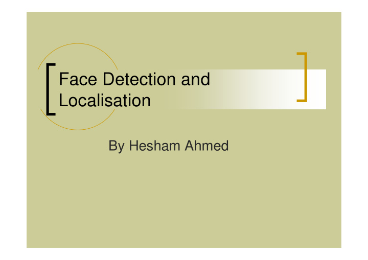 face detection and localisation
