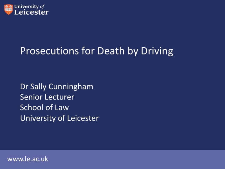 prosecutions for death by driving
