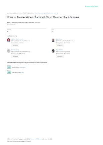 Unusual Presentation of Lacrimal Gland Pleomorphic Adenoma Article in JNMA; journal of the Nepal