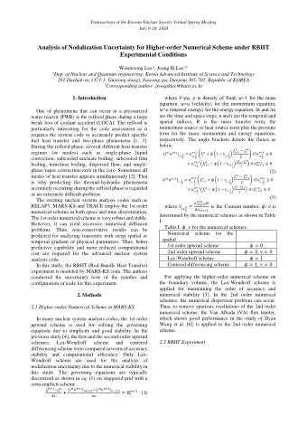 Analysis of Nodalization Uncertainty for Higher-order Numerical Scheme under RBHT  Experimental