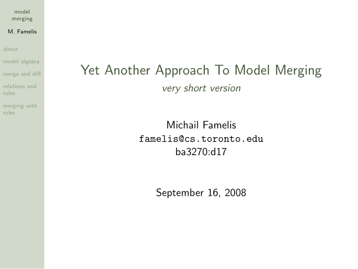 yet another approach to model merging