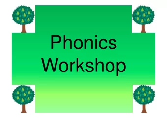Phonics  Workshop  Aims of workshop  To understand the importance of phonics.  To get an idea