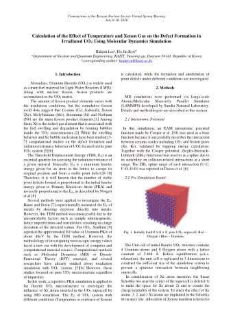 Calculation of the Effect of Temperature and Xenon Gas on the Defect Formation in Irradiated UO 2