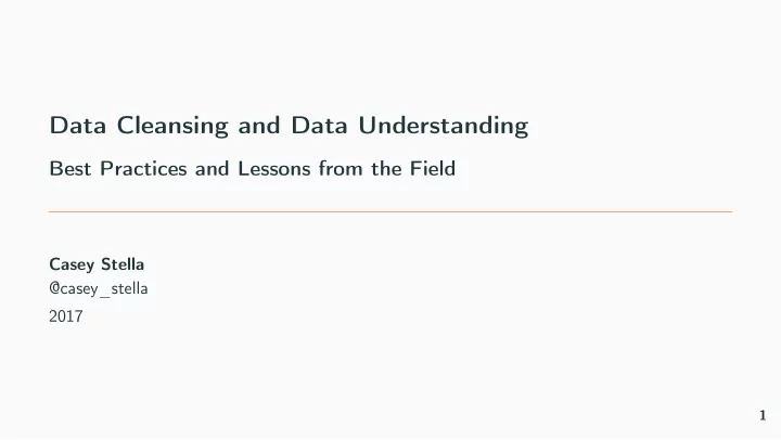 data cleansing and data understanding