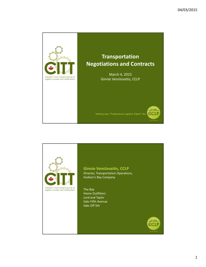 transportation negotiations and contracts