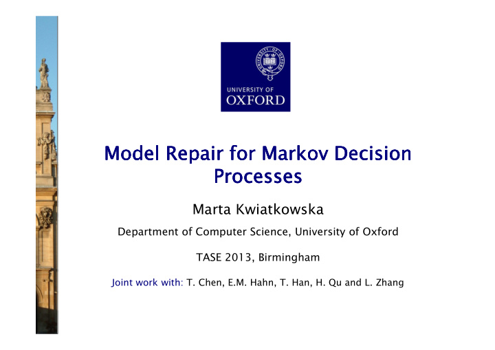 model repair for markov decision model repair for markov