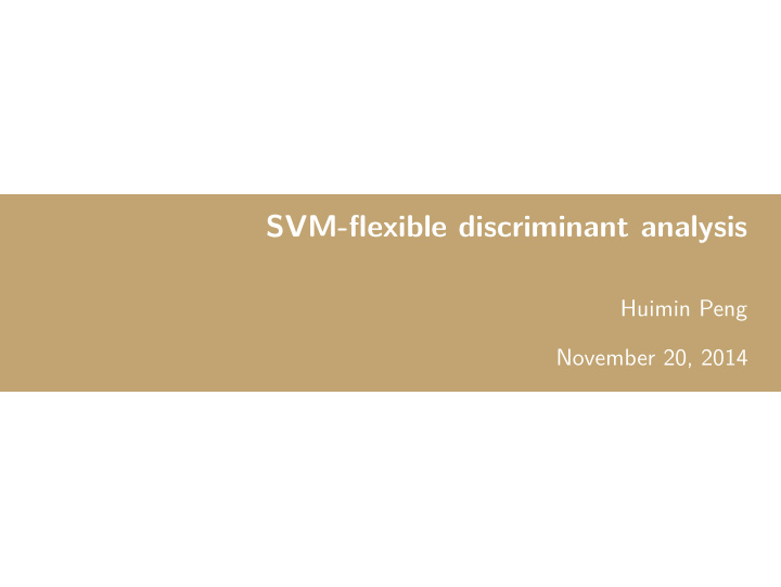 svm flexible discriminant analysis