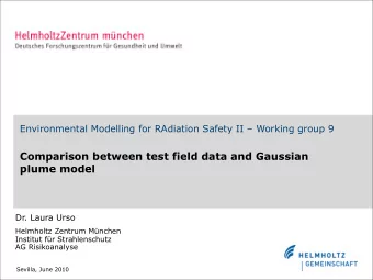 Comparison between test field data and Gaussian  plume model  Dr. Laura Urso  Helmholtz Zentrum