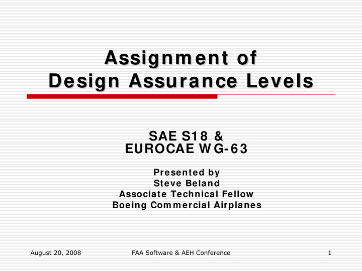 assignm ent of assignm ent of design assurance levels
