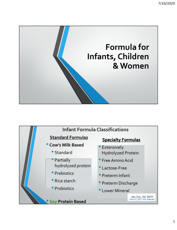 formula for infants children amp women