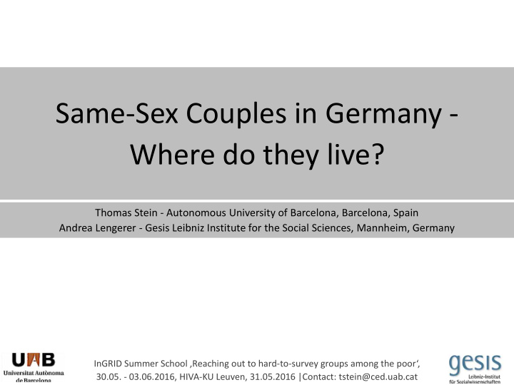 same sex couples in germany where do they live