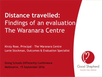 Findings of an evaluation of  The Waranara Centre Kirsty Rose, Principal  The Waranara Centre