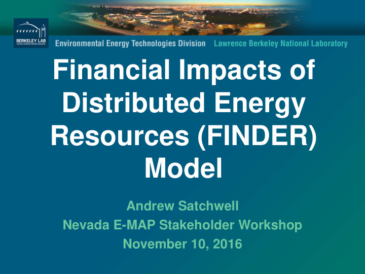financial impacts of distributed energy resources finder