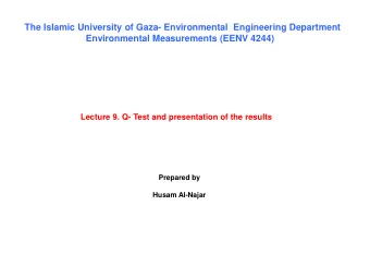 The Islamic University of Gaza- Environmental  Engineering Department Environmental Measurements