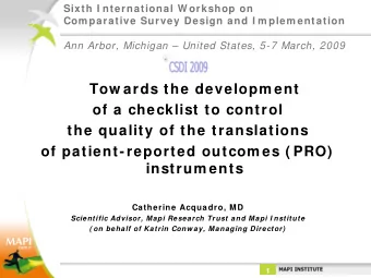 Tow ards the developm ent  of a checklist to control  the quality of the translations  of