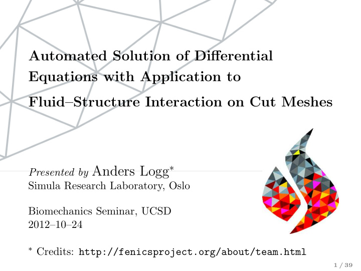 automated solution of differential equations with