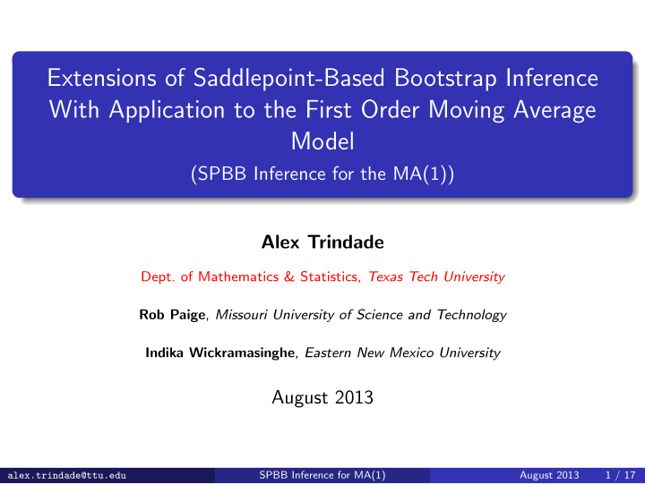 extensions of saddlepoint based bootstrap inference with