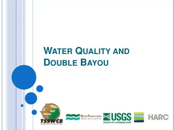 W ATER Q UALITY AND D OUBLE B AYOU W ATER Q UALITY  Water Quality = chemical, physical, and