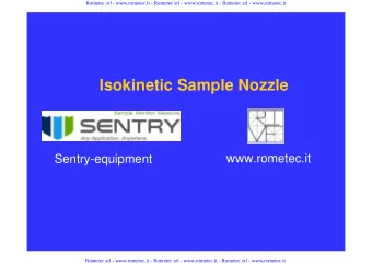 Isokinetic Sample Nozzle  www.rometec.it  Sentry-equipment  Rometec srl - www.rometec.it - Rometec