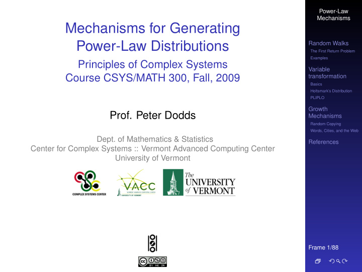 mechanisms for generating power law distributions