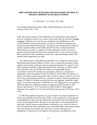 DRIP-APPLIED SOIL PESTICIDES FOR NEMATODE CONTROL IN  DOUBLE-CROPPED VEGETABLE SYSTEMS  J.A.