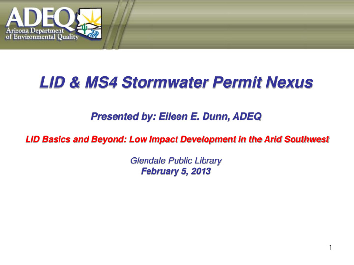 lid ms4 stormwater permit nexus