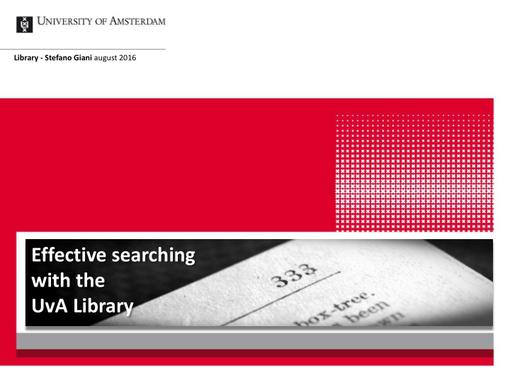 effective searching with the uva library what does the