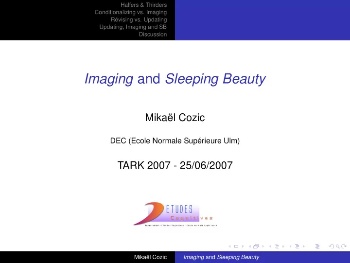 imaging and sleeping beauty