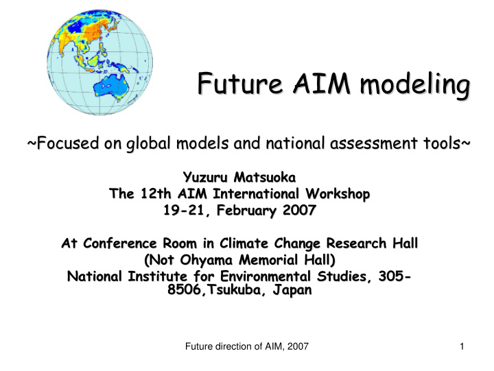 future aim modeling future aim modeling