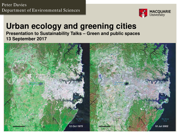 urban ecology and greening cities