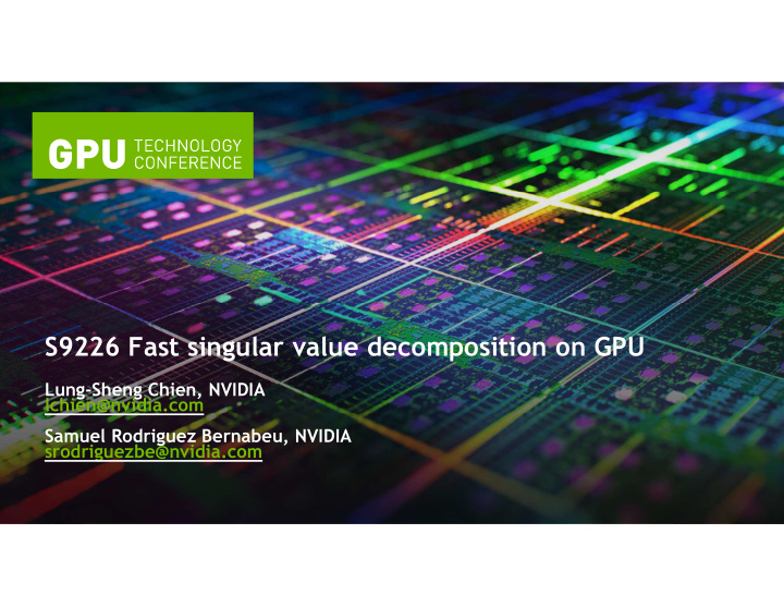 s9226 fast singular value decomposition on gpu