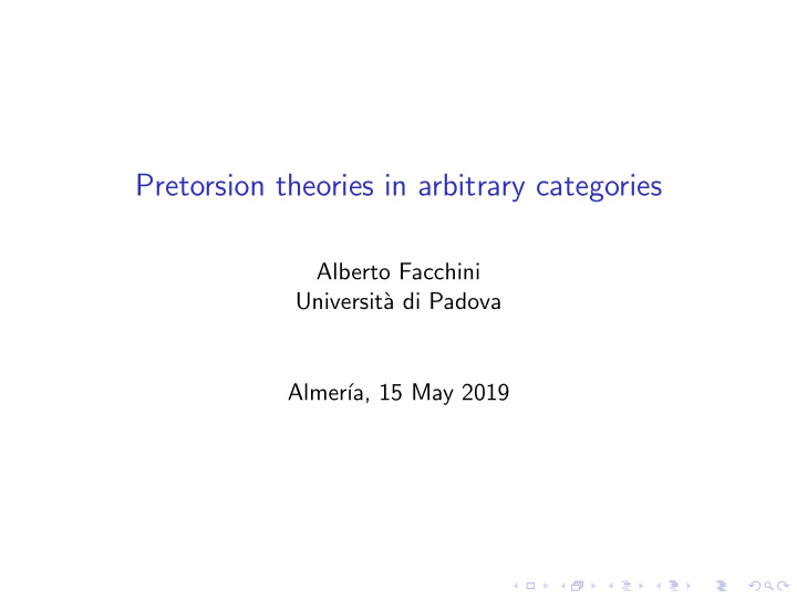 pretorsion theories in arbitrary categories
