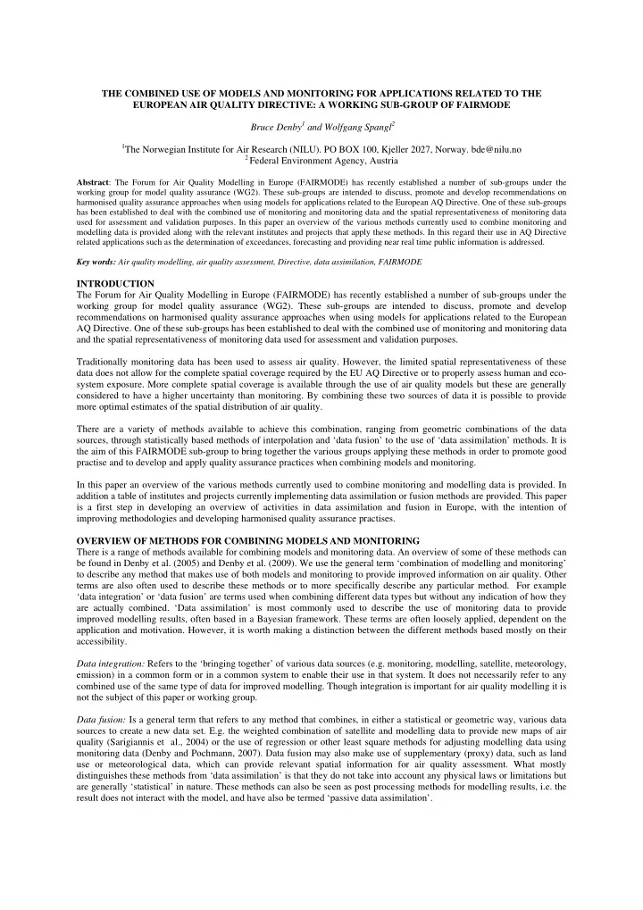 the combined use of models and monitoring for