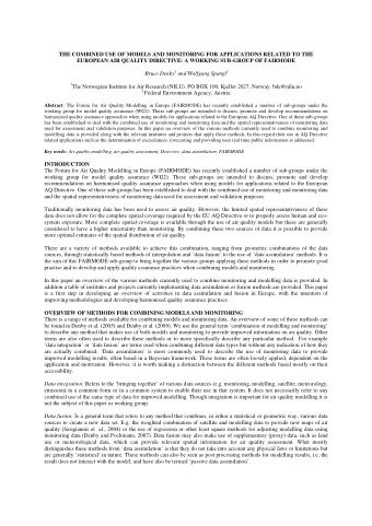 THE COMBINED USE OF MODELS AND MONITORING FOR APPLICATIONS RELATED TO THE  EUROPEAN AIR QUALITY