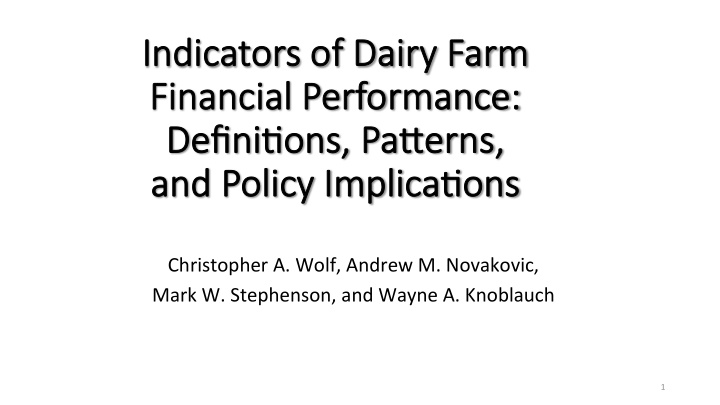 indicators of dairy farm m fi financial performa mance