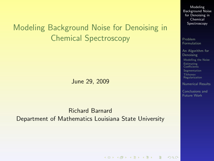 modeling background noise for denoising in chemical